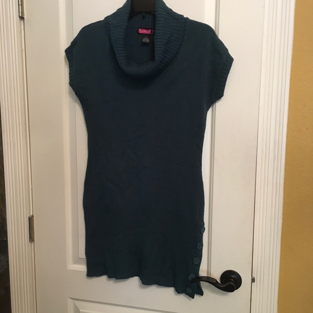 Deep Teal color Cowl Neck Sweater XL